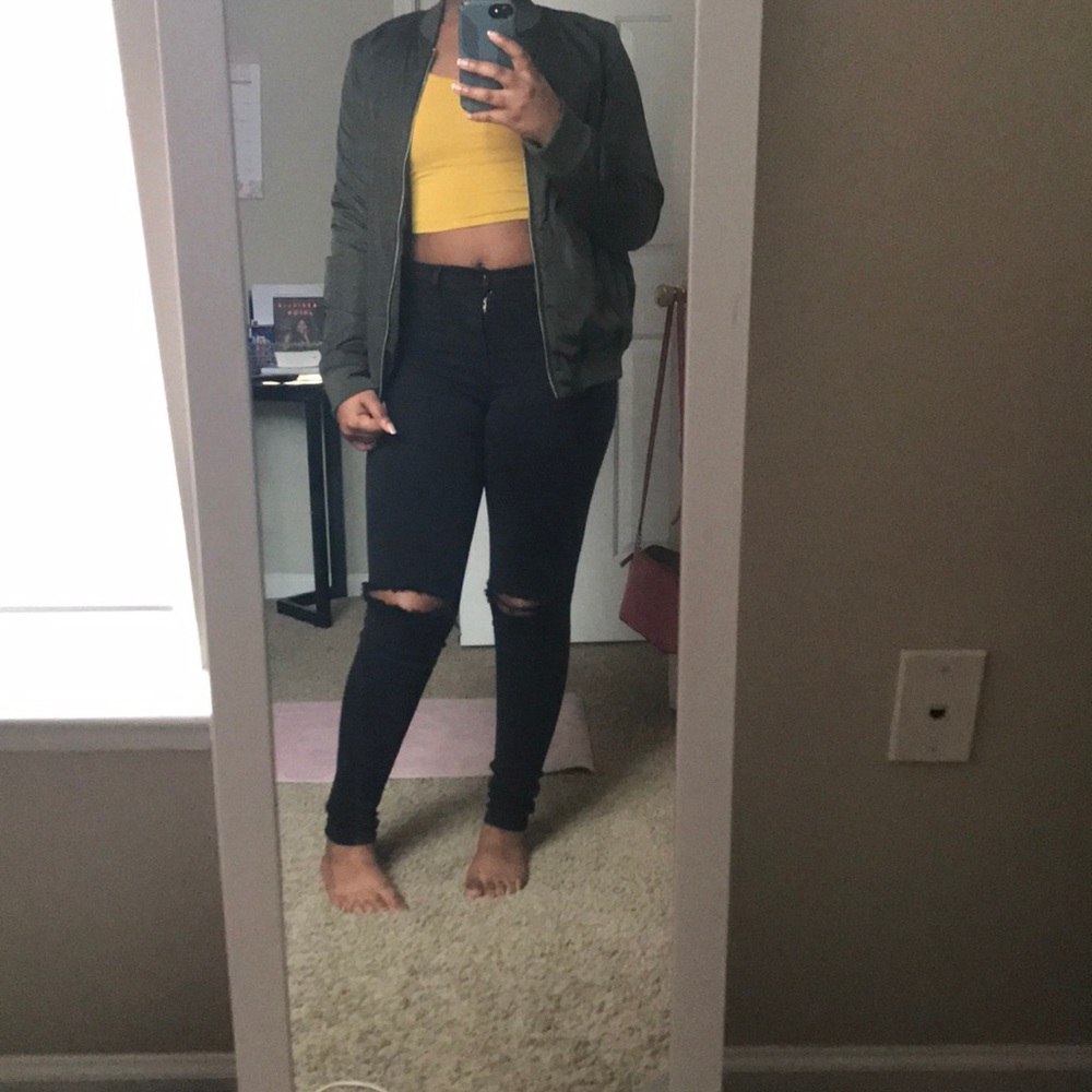 Olive bomber jacket